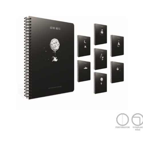 Astro Notes Spiralli Karton Kapak Defter A4 100 Yaprak Kareli (4 Lü Paket) 5429