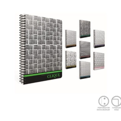 Clique Spiralli Ofset Plastik Kapak Defter A4 120 Yaprak Çizgili (3 Lü Paket) 4487