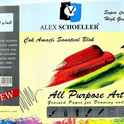 Alex Schoeller Resim Defteri 25X35 Cm 200Gr 15 Yaprak 893 Çok Amaçlı Çizim Ve Resim Bloğu Spiralli
