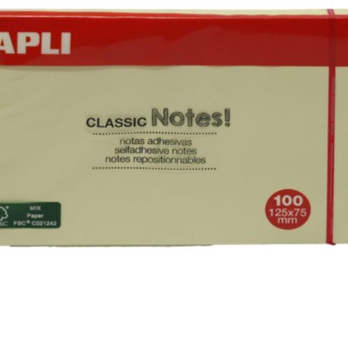 Aplı Yapışkanlı Not Kağıdı Classic 100 Yaprak 125X75 10976 (12 Li Paket)