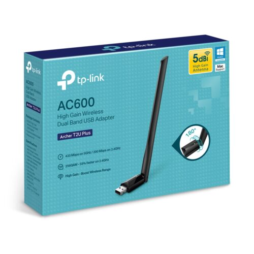 Archer T2U Plus 600 Mbps Antenli Yüksek Verimli Kablosuz Usb Adaptör Ac600