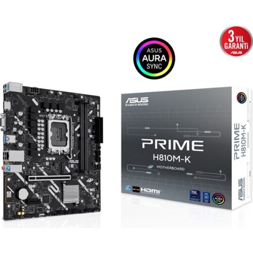 Asus Prime H810M-K 6400Mhz Ddr5 Soket Lga1851 M.2 Hdmi Vga Matx Anakart