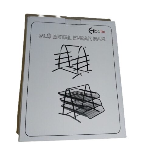 Bafix Evrak Rafı Metal Perforeli 3 Katlı Siyah Bfx-Mer9205S