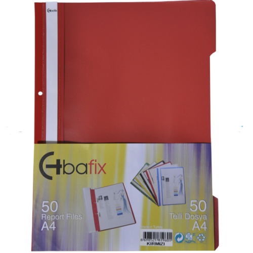 Bafix Telli Dosya Plastik A4 Kırmızı 66722 (50 Li Paket)