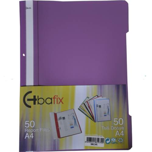 Bafix Telli Dosya Plastik A4 Mor 66725 (50 Li Paket)