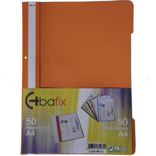 Bafix Telli Dosya Plastik A4 Turuncu 66729 (50 Li Paket)