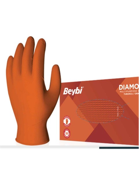 beybi diamond pudrasiz l beden kalin turuncu nitril eldiven large 100 lu paket 507525.jpg