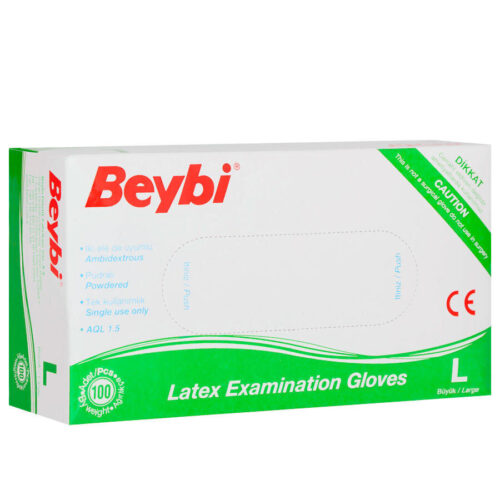 Muayene Eldiveni Large Pudralı Lateks (100 Lü Paket)