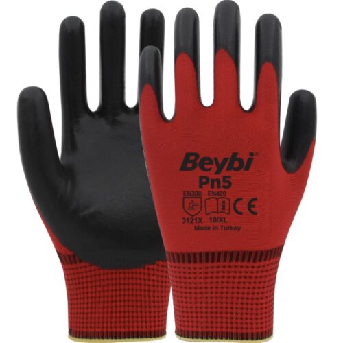 Nitril Pmk Pn5 Kırmzı Siyah 9 Beden Eldiven (12 Li Paket)