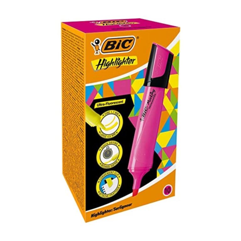 bic marking flat highlighter 10 lu pembe 466377.jpg