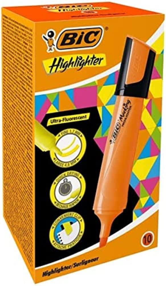 bic marking flat highlighter 10 lu turuncu 466383.jpg