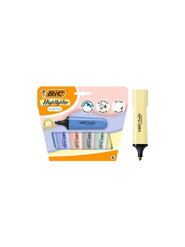 bic marking flat highlighter fosforlu kalem 6 renk pastel tonlar 520208.jpg
