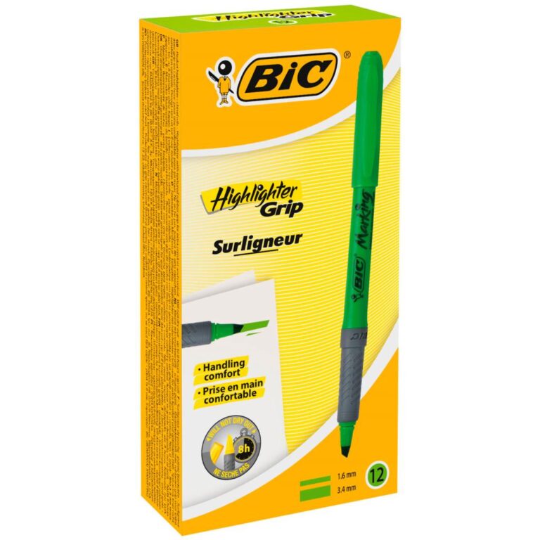 bic marking highlighter grip kalem tipi fosforlu isaret kalemi 1 6 3 4 mm yesil 12 li kutu 325986.jpg