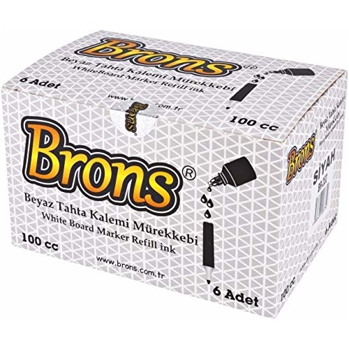 brons br 353 beyaz tahta kalem murekkebi 100 cc siyah 6 li 1 paket 6 adet 231415.jpg