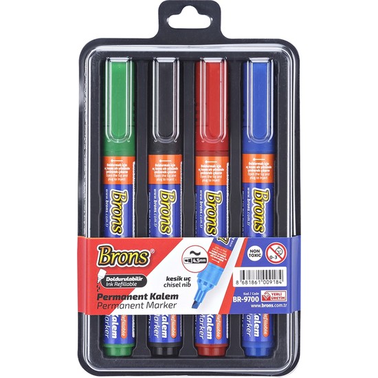 brons permanent marker kalem kesik uc 4 lu siyah mavi kirmizi br 9700 406124.jpg