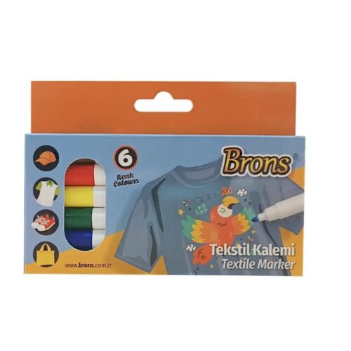 Brons Tekstil Kalemi Marker 6 Renk Set Br-1000