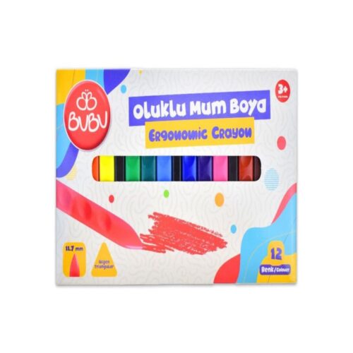 Bu-Bu Oluklu Crayon Mum Pastel Boya 12 Renk cr0003