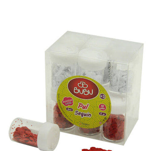 Bu-Bu Renkli Pul Kırmızı-Beyaz 6 Gram Pvc (12 Li Paket) PL0003