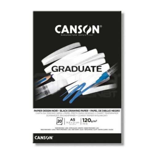 Canson A5 Çizim Bloğu (Çizim Defteri) Graduate Cangrad Siyah 20 Yaprak 120 Gram 400110385