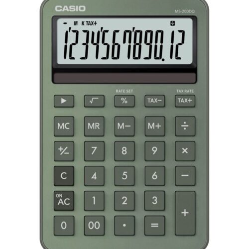Casio Ms-200Dq-Gn 12 Hane Puslu Yeşil Üstü Hesap Makinesi
