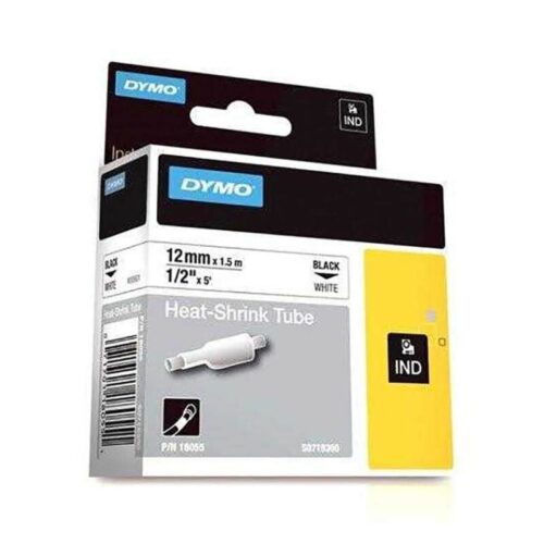 Dymo 18055 Rhinopro Beyaz - Siyah Isıyla Küçülen Şerit 12 Mm X 1,5 Metre