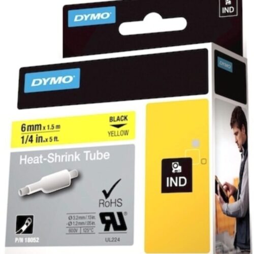Dymo Rhinopro Isıyla Küçülen Şerit 6Mmx1,5Metre Sarı/Siyah 18052