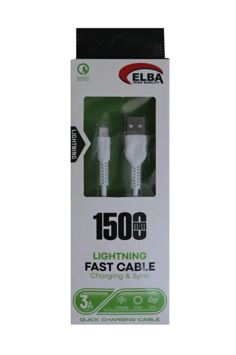 elb38 l1 1,5 metre İphone lightning beyaz 3a hızlı Şarj kablosu
