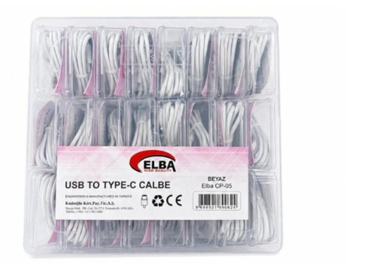 elba cp 05 p but6 seffaf kutulu usb to type c 6 amper beyaz sarj kablosu 24 lu paket 513944.jpg