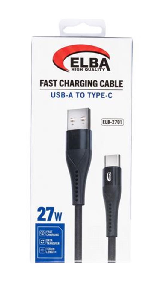 elba elb 2701 27w usb a to type c 1 metre siyah orgulu sarj kablosu 480mps hizli sarj 513946.jpg