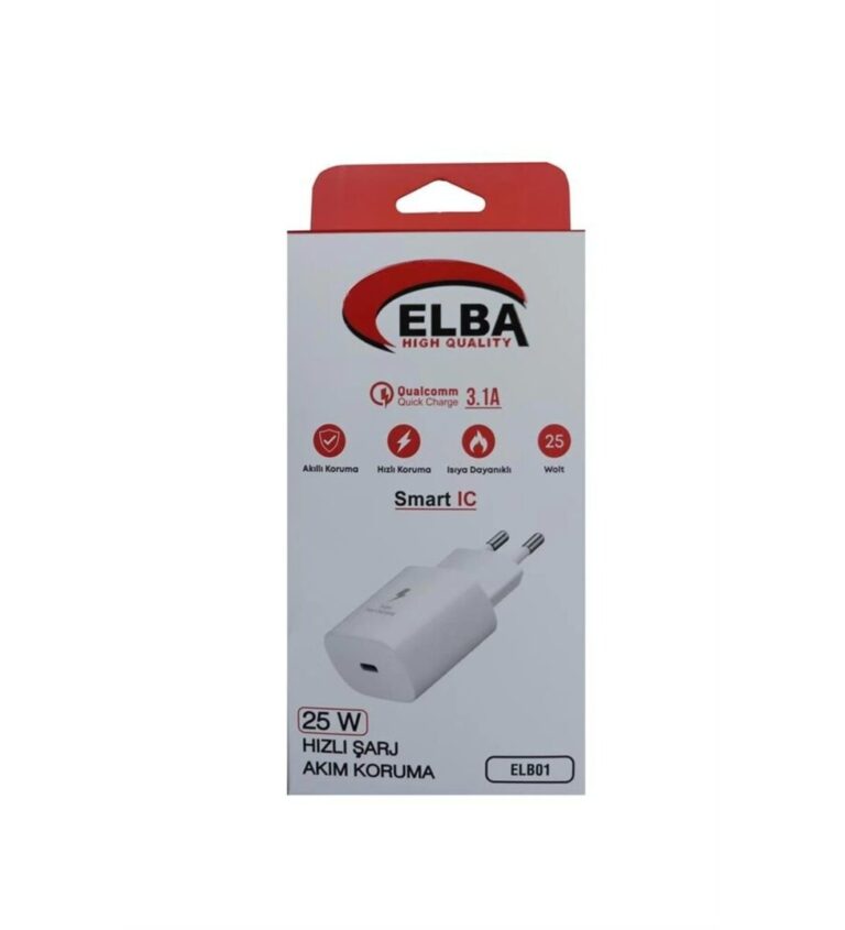elba elb42 beyaz 25w Şarj kafa+ İphone kablo usb c pd3.0 qc4.0akım koruma hızlı Şarj