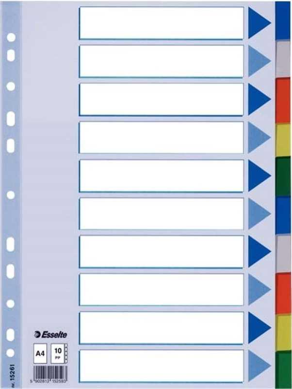 esselte seperator plastik 1 10 renkli asorti 15261 239080.jpg