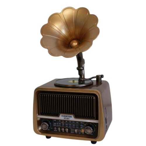 Everton Rt-601 Gramafon Görünümlü Bluetooth Fm-Usb-Tf-Aux Şarjlı Nostaljik Radyo