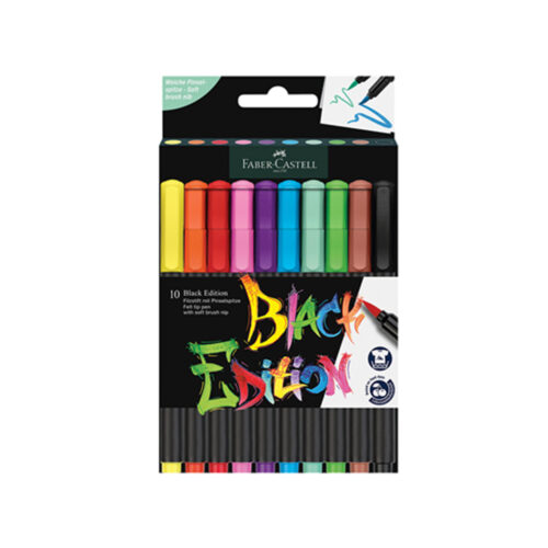 Faber-Castell Keçeli Kalem Black Edition Fırça Uç 10 Renk
