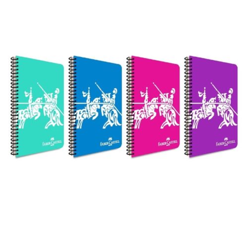 Faber-Castell Plastik Kapak Knights Canlı Renkler Spiralli Defter 80 Yaprak Çizgisiz (4 Lü Paket) 5075000463