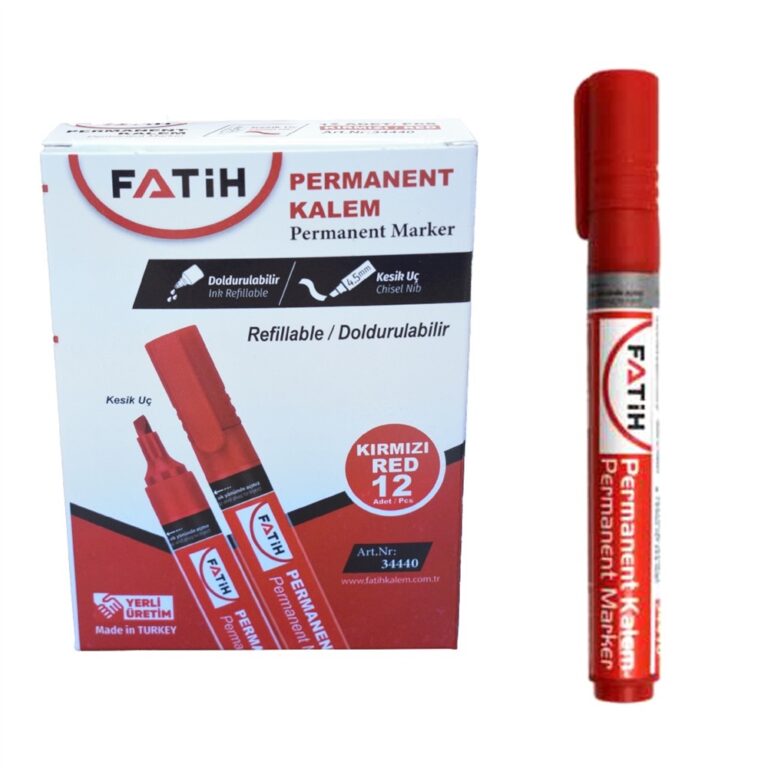 fatih permanent markor kalem kesik uc kirmizi 3440 12 li paket 446420.jpg