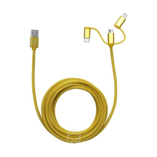 Frisby Fa-7556Uc Örgülü 3Mt Usb Data - Şarj Kablo (İos-Android-Type-C) Sarı