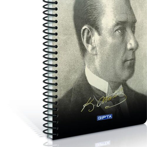 Gıpta Atatürk A4 Spiralli Karton Kapak Defter 80 Yaprak Kareli Karışık Renklerde (4 Lü Paket) 2606