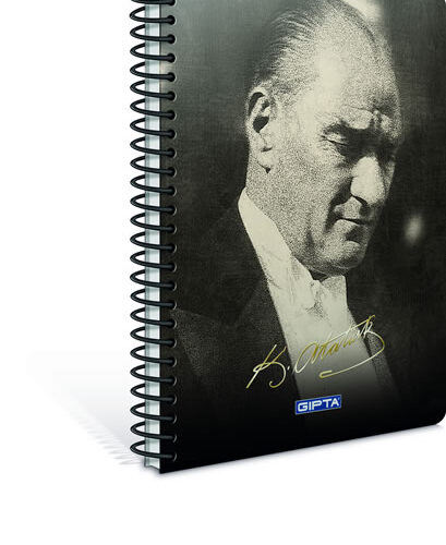Gıpta Atatürk Spiralli Sert Kapak Defter 17X24Cm 100 Yaprak Kareli (3 Lü Paket) 2651