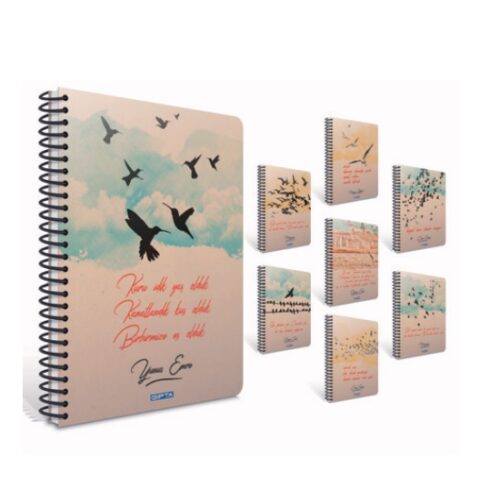 Gıpta Kuşlar Spiralli Sert Kapak Defter 13X18Cm 120 Yaprak Kareli (3 Lü Paket) 6525