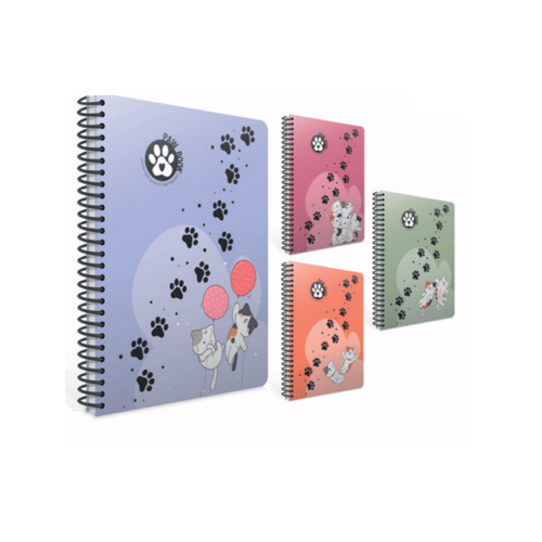 Gıpta Paw Spiralli Plastik Kapak Defter A4 80 Yaprak Kareli 7072 Karışık Renk (2 Li Paket)