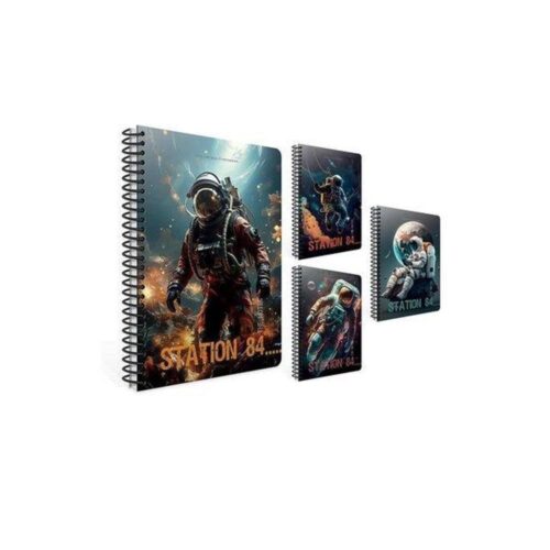 Gıpta Station Spiralli Karton Kapak Defter A4 80 Yaprak Kareli 7180 (Karışık Renk, 1 Adet)