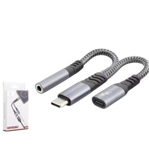Hadron Gj-018 Type-C To 3.5Mm + Type-C F Kablo Car Şarj 100W Siyah