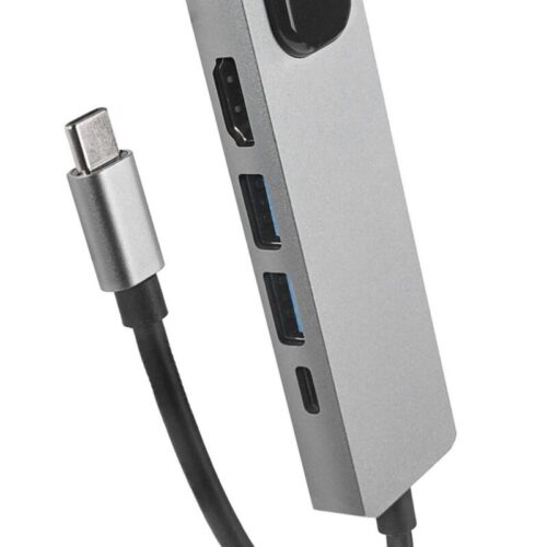 Hytech Hy-Usbc80 4K@30Hz Gri Metal 2Xusb3.0 1Xhdmi, 1Xpd 10-100-1000M Type C Adaptör