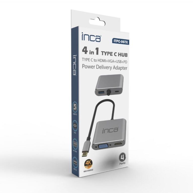 inca itpc 06tx usb c 4in1 hdmi vga usb guc dagitim adap 4k 30hz hdmi coklayici 100w pd guci 509434.jpg