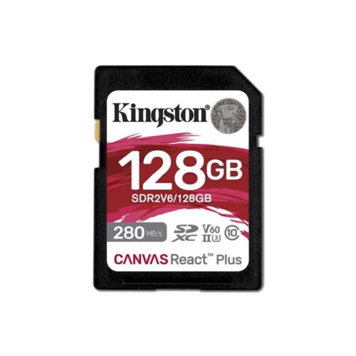 Kingston Sdr2V6-128Gb Canvas React Plus Sdxc Uhs-İi 280R-100W U3 V60 For Full Hd-4K Sd Hafıza Kartı