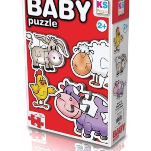 Ks Games Çiftlik Hayvanları/Farm Animals 4İn1 Puzzle 2/3/4/4