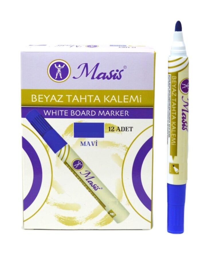 masis beyaz tahta kalemi mavi 12 adetlik kutu 500410.jpg