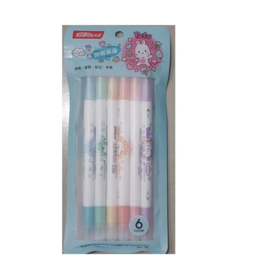 Maxx Fosforlu Kalem (İşaret Kalemi) Çift Taraflı 6 Renk 12 Li H-2396