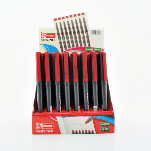 Mikro Fineliner 0.4 Mm Keçeli Kalem Standlı Kalem Kırmızı M2028-48 (48 Li Paket)