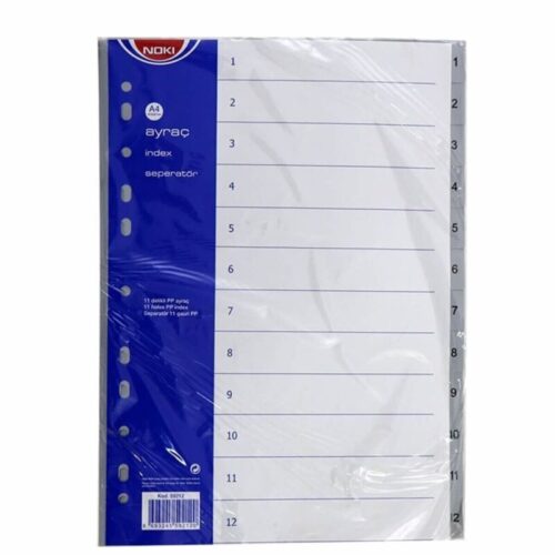 Noki A4 Seperatör 1-12 Rakamlı Plastik A4 59212